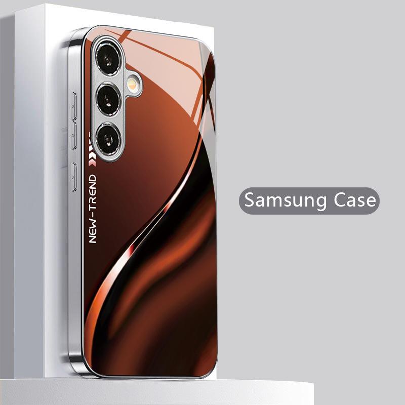 Browns Brown Curved Pattern 2D Phone Case for SamsungS26 S25 S24 S23 S22 S21 S20 A56 A36 A16Electroplated Glass Protective Cover
