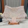 Braguita de Malla para Mujer Bordada con Lazo de Encaje, Talla Grande, de Cintura Alta