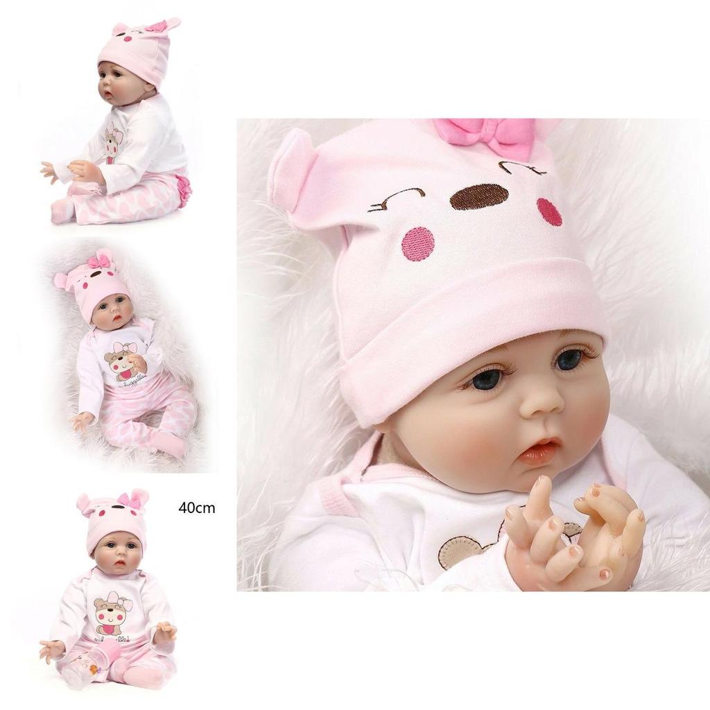 Realistic 16" Soft Silicone Reborn Doll With Handmade Details And Lifelike Blue Eyes