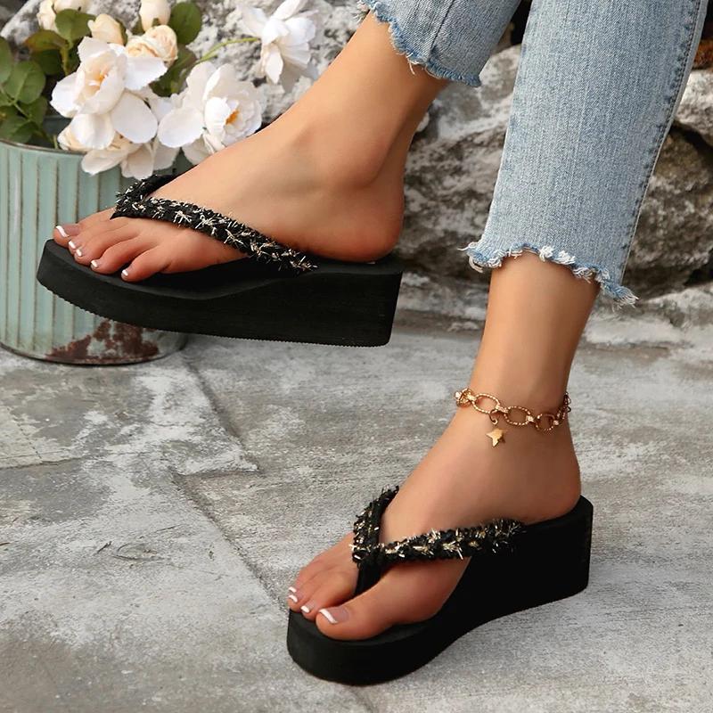 Fashion Summer Wedge Open Toe Slippers Woman New Platform Anti-Slip Big Size Slippers Women Light Outdoor Flip-Flops Slides Women