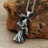 Retro Gothic Grim Reaper Scythe Skull Pendant Punk Motorbike Men Stainless Steel Skull Amulet Necklace Fashion Jewelry