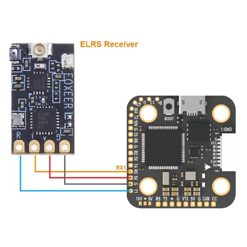 1 Set Foxeer ELRS 2.4G Receiver with T Antenna PA+LNA Signal Transmission for Long-distanced Drones Part