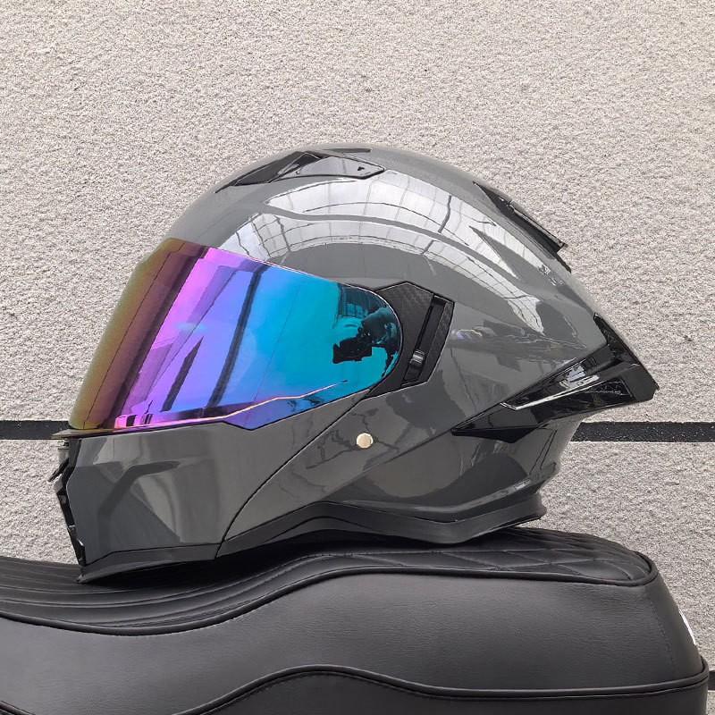 DOT ECE Certified Full Face Motorcycle Helmet Men Women ABS Shell Flip-Up Visor All-Season Use