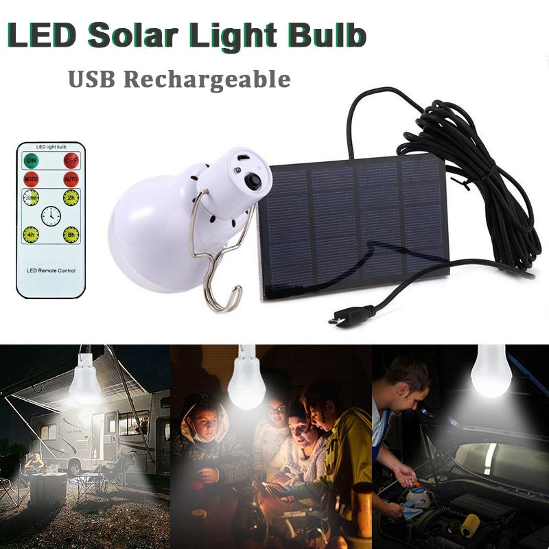 USB/Solar Charging Emergency LED Solar Bulb Sunlight Powered Lamps Waterproof Hanging Portable Bulb for Garden Hiking Camping