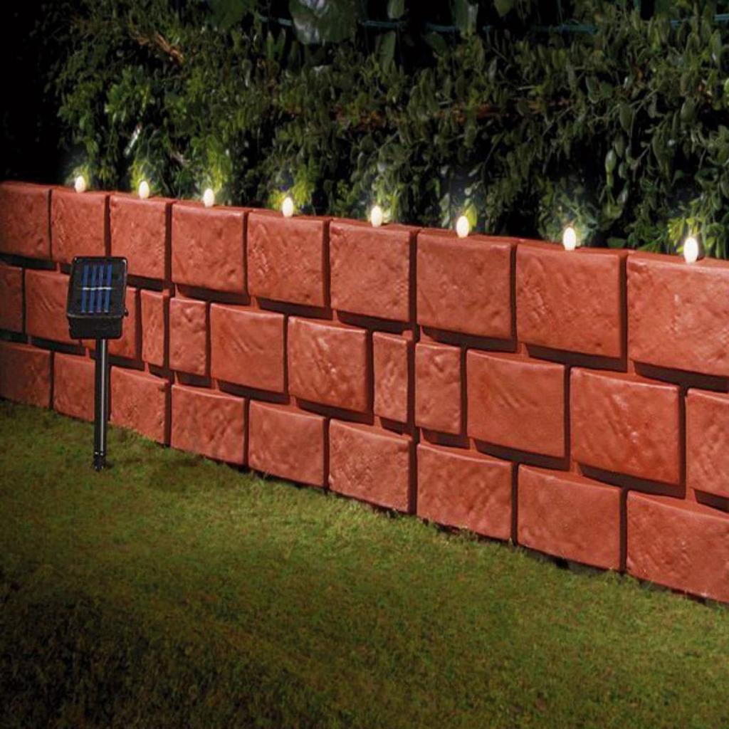4 - Piece Garden Plastic Brick Fence with Solar Lights , Cross - Border Hot Seller , PP Material