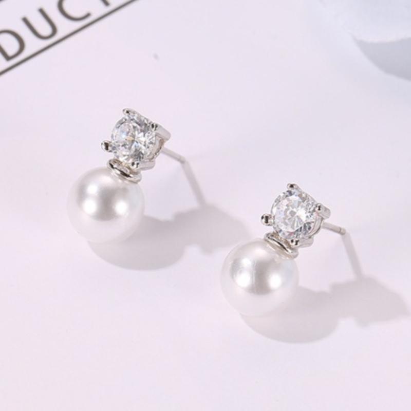 925 Sterling Silver Earrings Pearl Classic for Women Wedding Engagement Fine Jewelry Luxury Zircon Gifts Stud Earrings