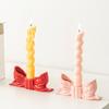Ceramic Bow Candle Holder Taper Candle Stand Candlestick Table Centerpiece Holiday Party Home Office Desktop Decoration Ornament