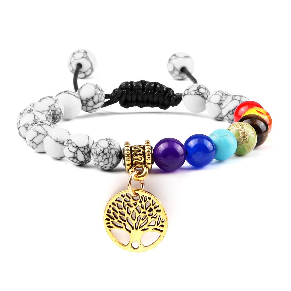 Tree of Life Pendant Woven Bracelet with Tiger Eye Matte Stone Beads - European & American Fashion