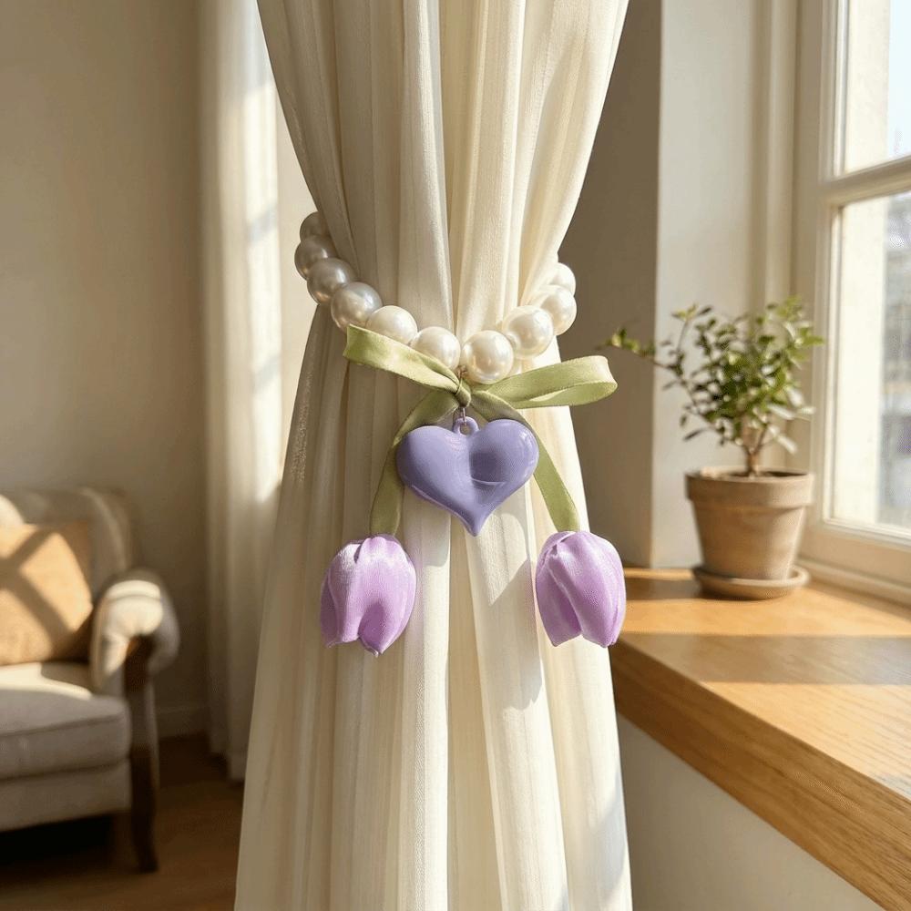 Decorative Flowers Curtain Straps Beautifully Pearl Curtain Buckle  Window Decoration