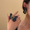 Diamond-encrusted Knitted Piece Butterfly Opening Ring Retro Fashion Versatile Temperament Index Finger Ring Light Luxury High-end Ring Woman