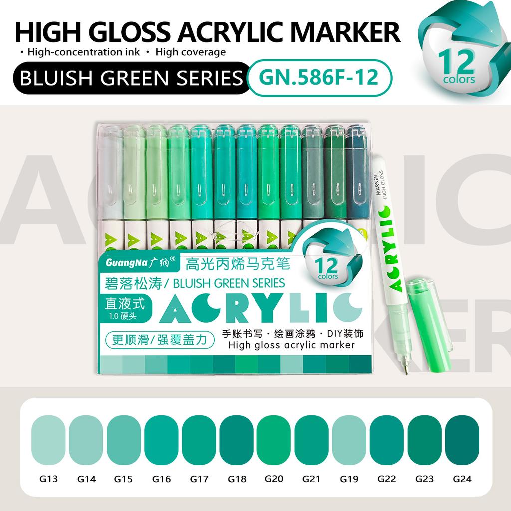 12 Colors Acrylic Paint Pens Markers Brush Tip Paint Markers For Rock Painting Wood Canvas Stone,Christmas Gift DIY Crafts