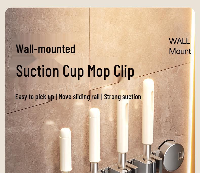 Saugbecher-Mopp- und Besenhalter - Bohrerfreie Wandmontage für die Badezimmeraufbewahrung