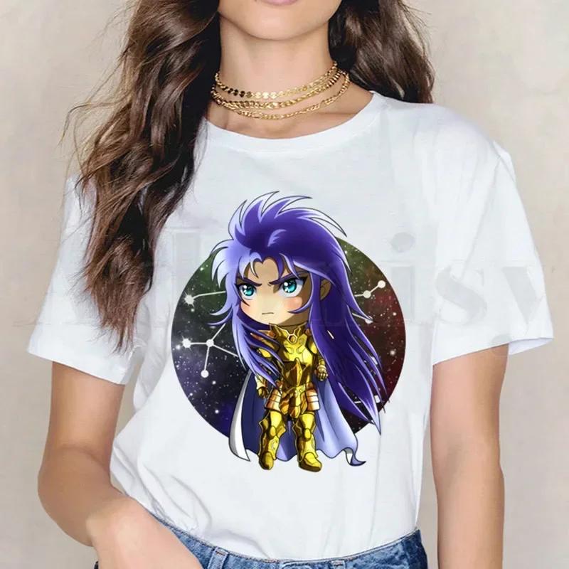 Saint Seiya Knights Of The Zodiac Burn Cosmos Short Sleeve Female Tops Harajuku VintageT Shirts Women's T-shirt