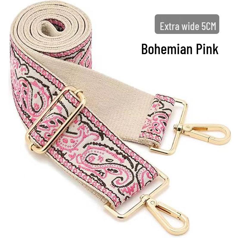Nastavitelný Barevný Plátěný Popruh na Tašku - Široký, Protiskluzový Náhradní Crossbody Popruh pro Dámské Tašky