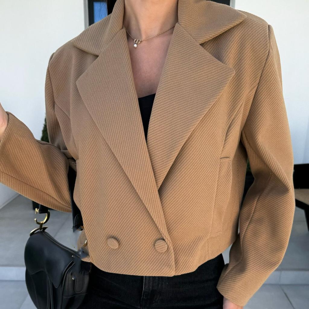 GMXIA Autumn Winter Fashion Suit Collar Solid Color Wool Small Coat for Women Jackets & Coats
