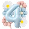 7pcs Matte Finish Daisy Balloon Number Wedding Decor Birthday Party Decoration Aluminum Foil Balloon Baby Shower Decorations