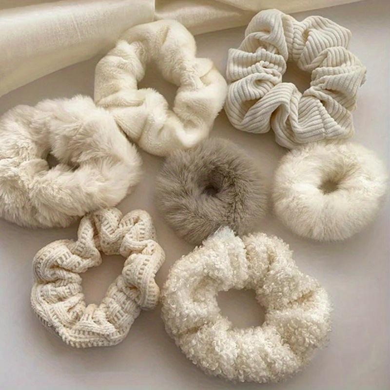 7Pcs/Set Women Hair Scrunchies Velvet Solid Color Hair Band for Ponytail Holder Rubber Bands Hair Ties Hair Accessories