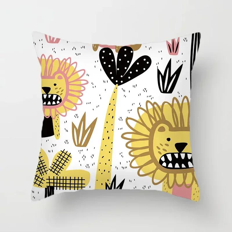 45X45cm Cute Cartoon Animal Pillowcase Elephant Crocodile Sofa Cushion Cover Decoration Kids Bedroom   Home Decor
