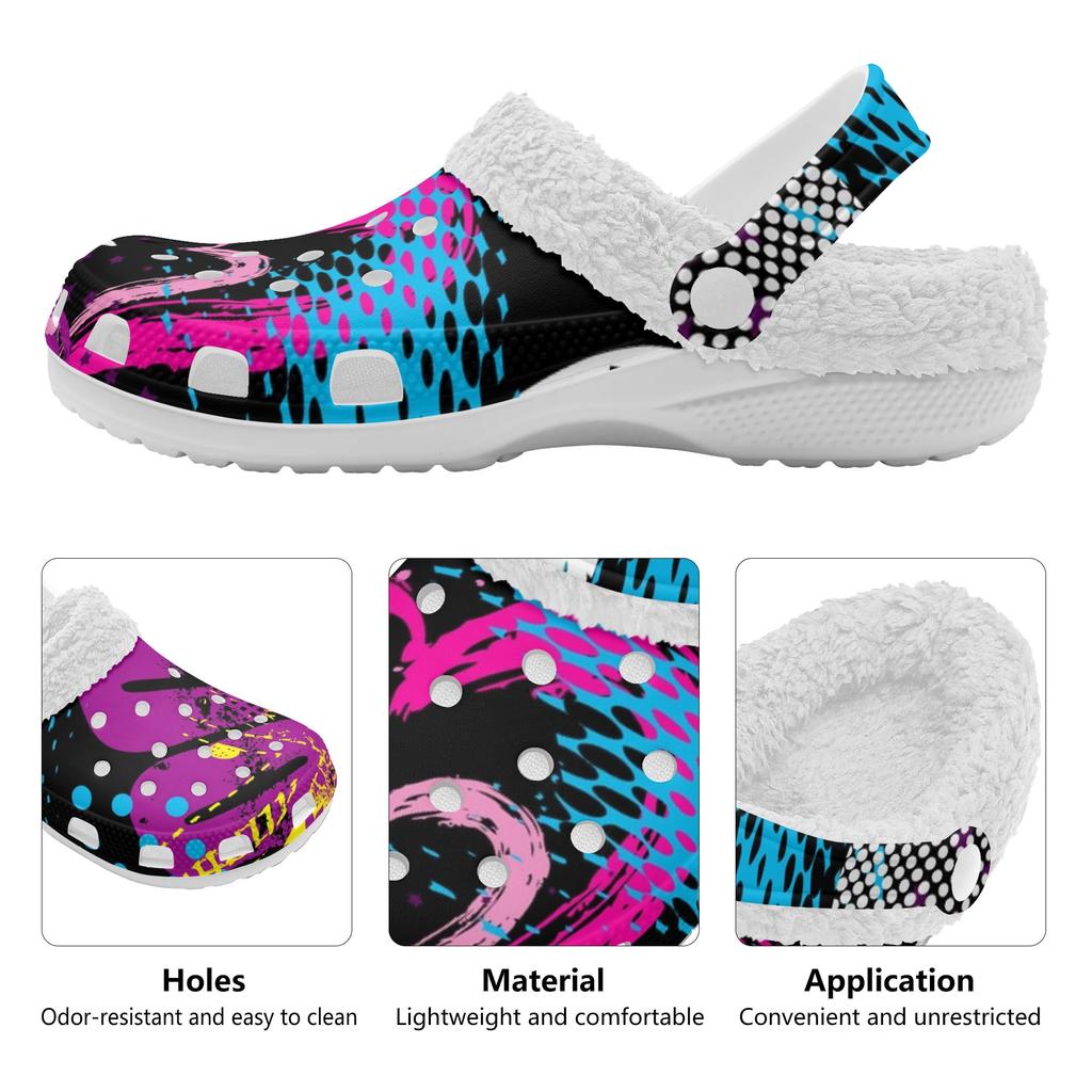 1 Paar Unisex Witte Warme EVA Klompen Pluche Gevoerd Instapschoenen Lichtgewicht Antislipzool Comfortabel Voor Winter Binnen Buiten Dragen