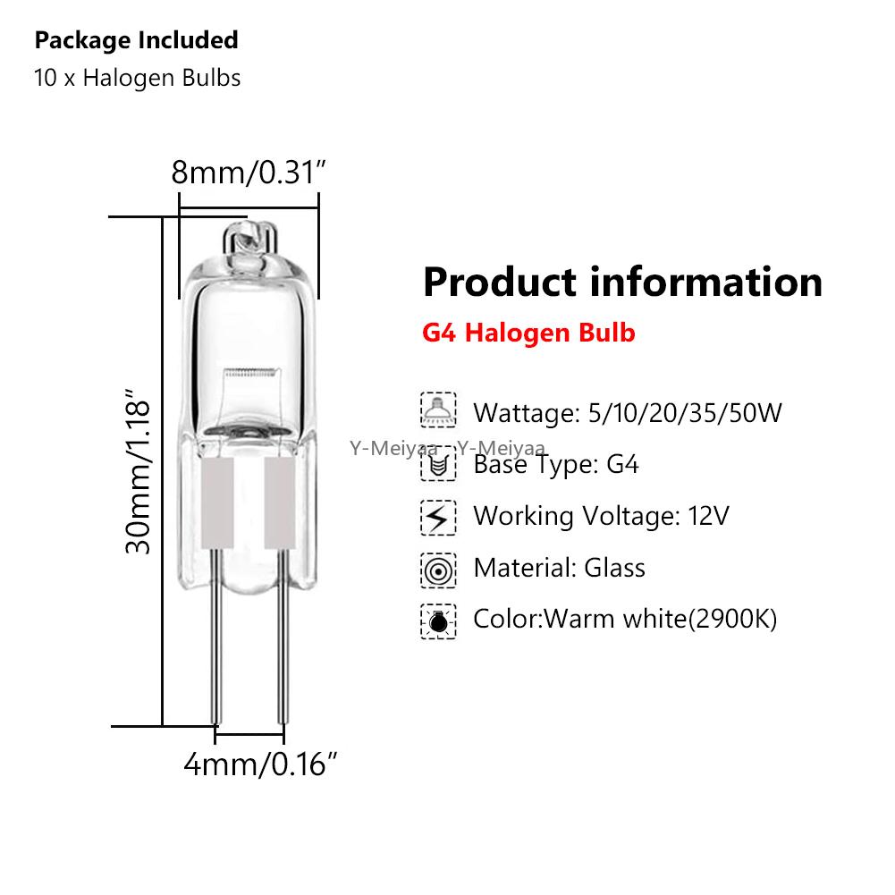 1/5/10/20PCS G4 12V 5W 10W 20W 35W 50W Halogen Bulbs JC Bi-Pin Warm White LED Replacement Capsule Lamp for Lighting