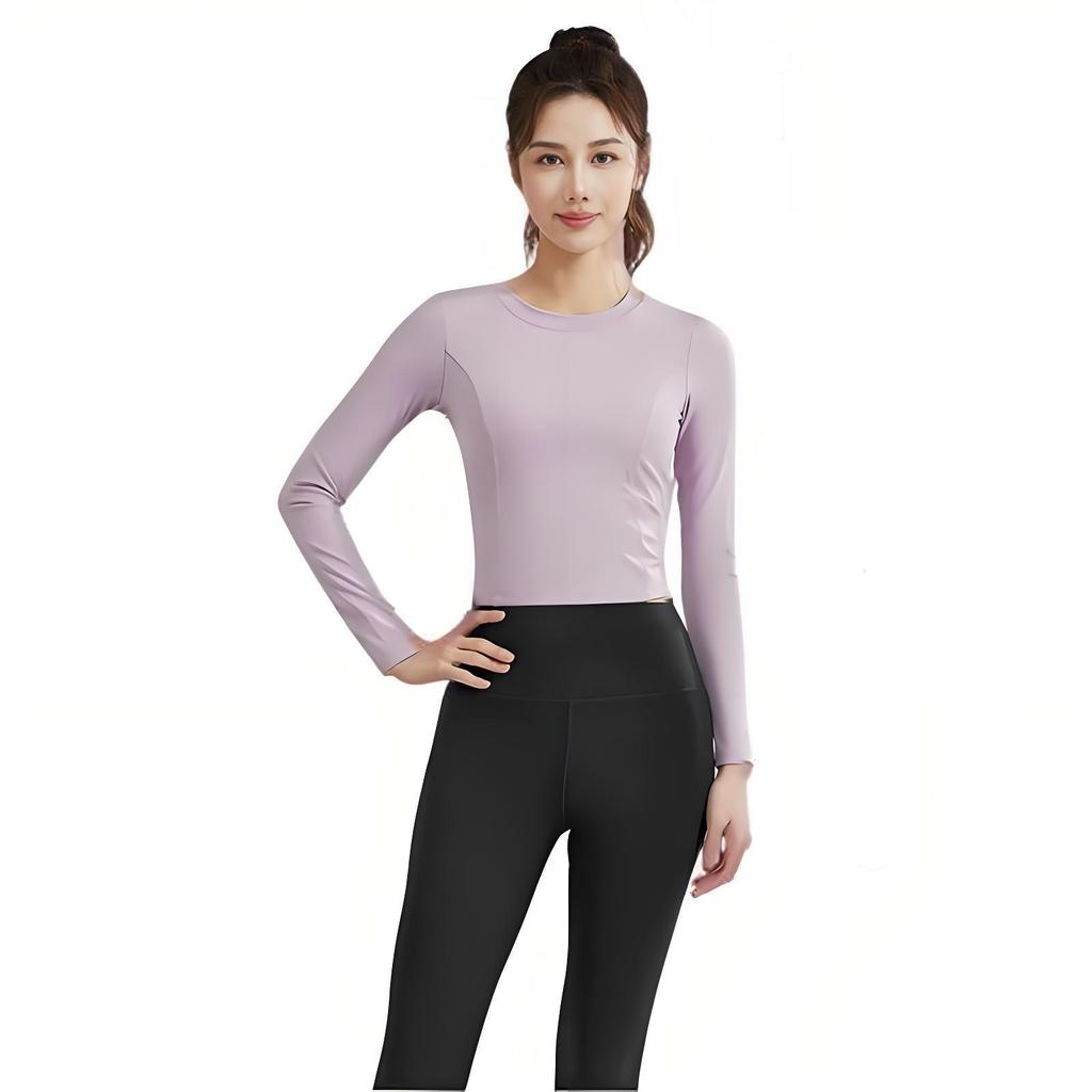 2025 Women's Breathable Running Set with Long Sleeve, Cutout Back, Drawstring, and Chest Pads