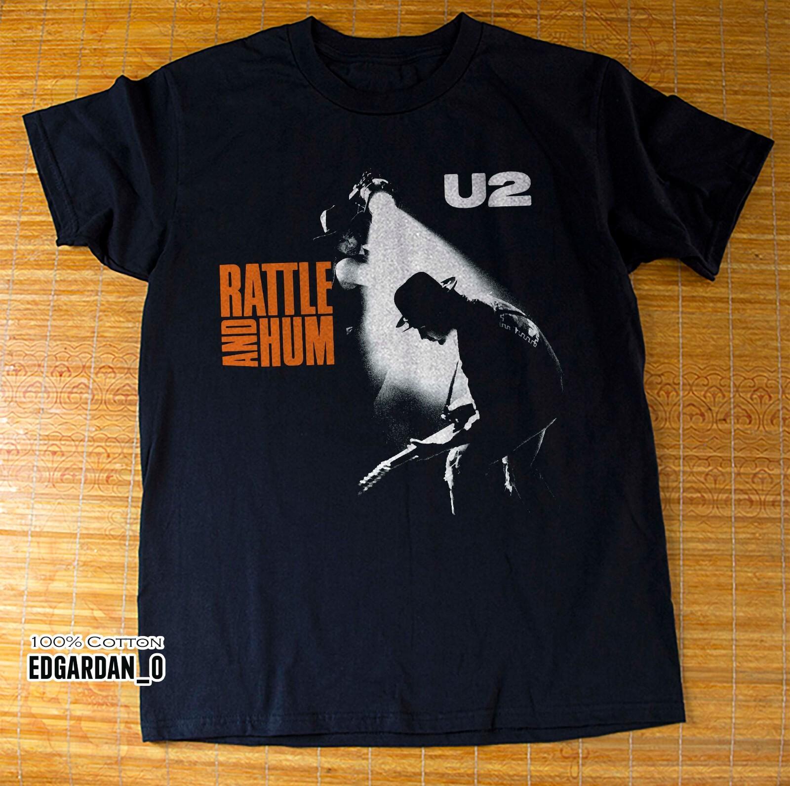 U2 Irish Rattle and Hum Album Rock Music Black T-shirt Size S-5XL L