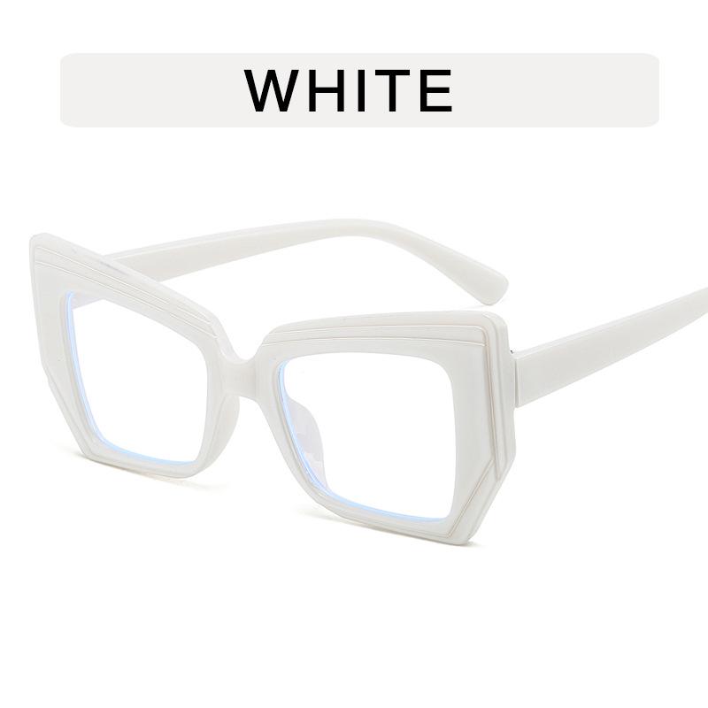 Retro Color Block Cat Eye Flat Top Blue Light Glasses for Women - Fashionable Polygonal Frames