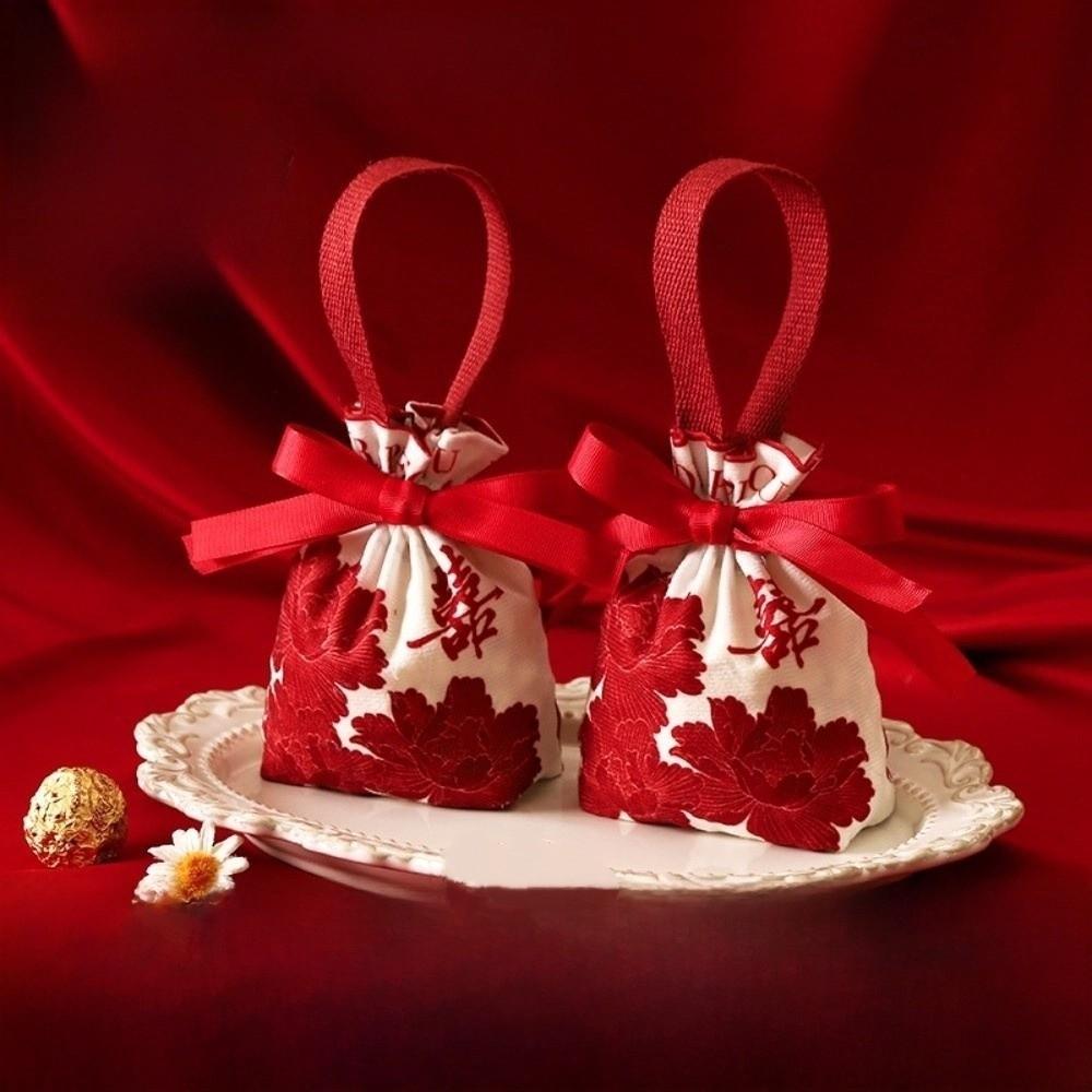 Blessing Words Chinese Wedding Candy Bag Drawstring 2026 Money Pocket Brocade Red Envelope  Wedding