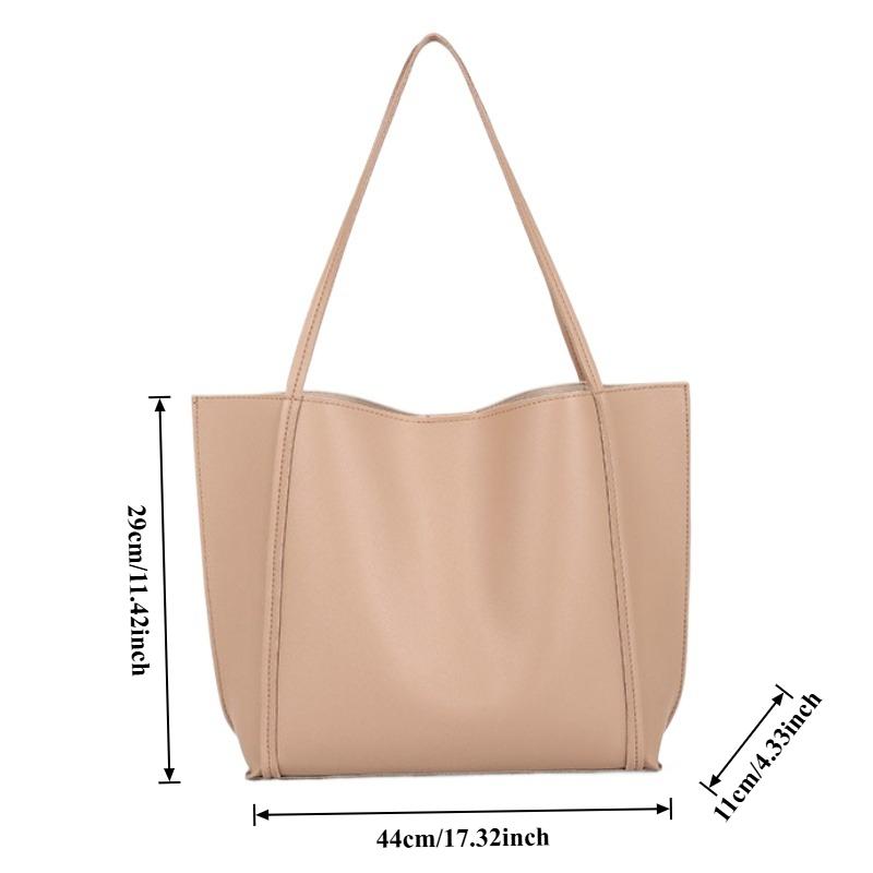 2026 Women's Handbag 2-piece Set PU Leather Large Capacity Magnetic Sealing Daily Leisure Shoulder Bag Solid Color Shopping Bag