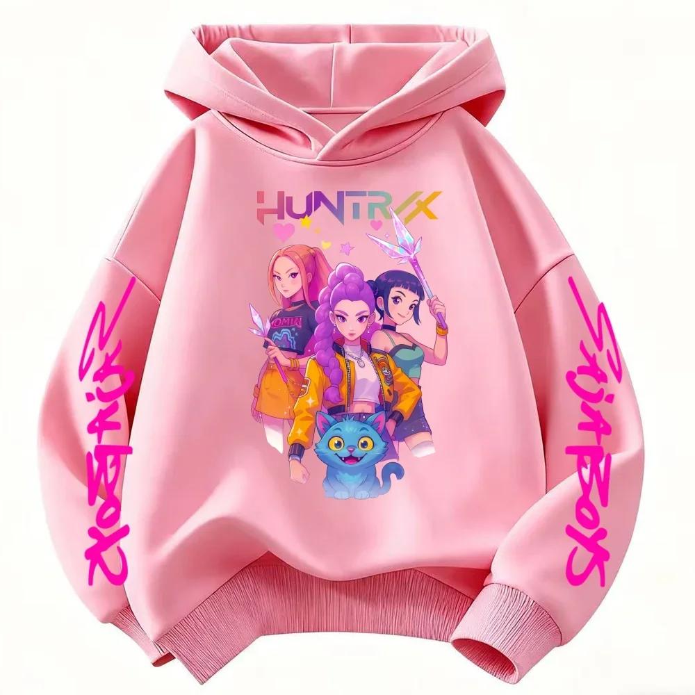 New cartoon hooded sweatshirt, suitable for both men and women, warm purple children's top, fashionable casual children's