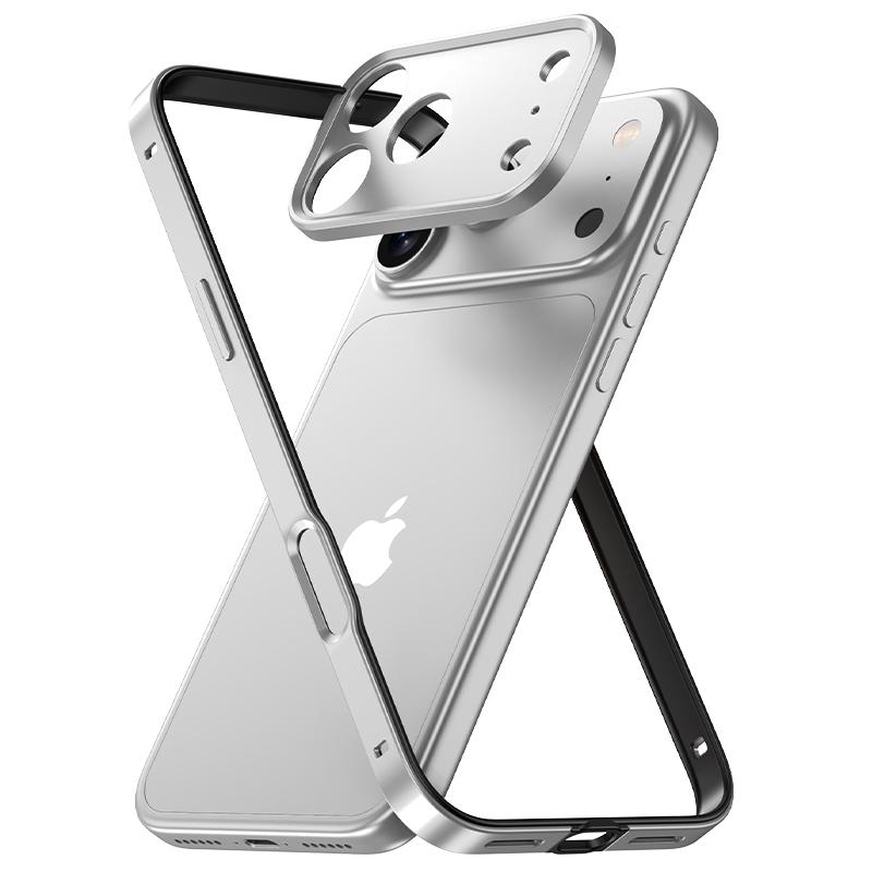 Custodia con Telaio in Lega di Alluminio per Telefono Per 17 Air 16 15 14 13 Pro Max Plus Protezione Lente Fotocamera in Metallo Paraurti in Silicone Antiurto