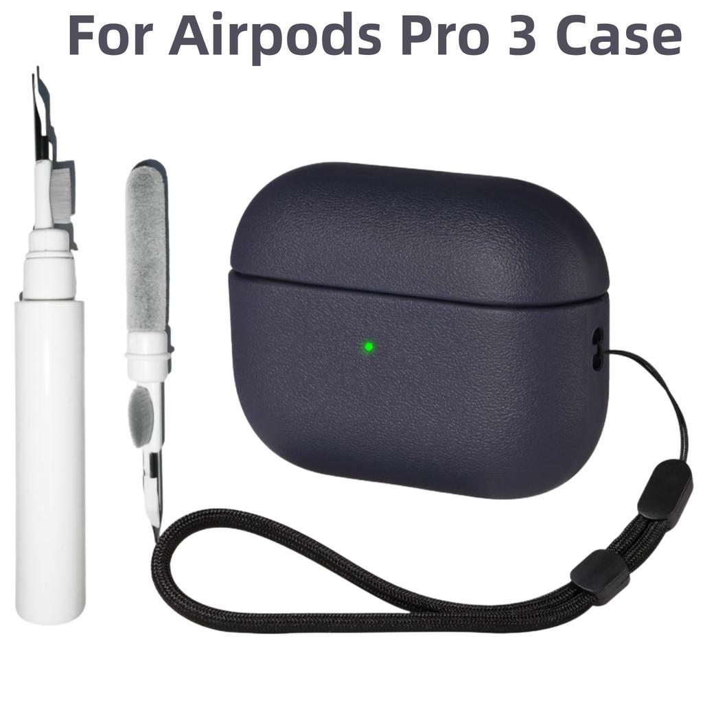 Shockproof Protective Cover for AirPods Pro 3 Compatible with AirPods Pro 3rd Generation Case Leather Texture Case with Keychain