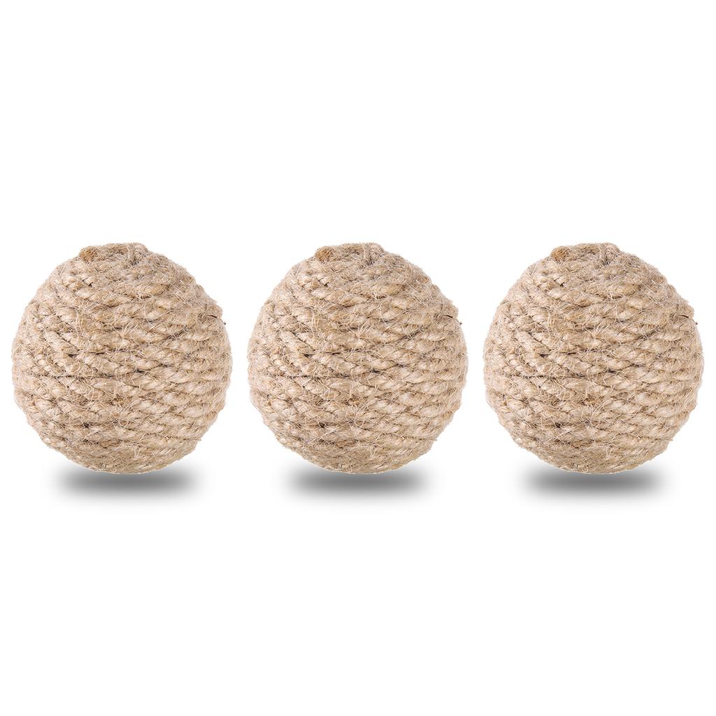 5PCS Pet Cats Sounding Ball Interactive Natural Handmade Sisal Cat Scratching Ball Make Sounds Cat Toy Home Kitten Ball Toys