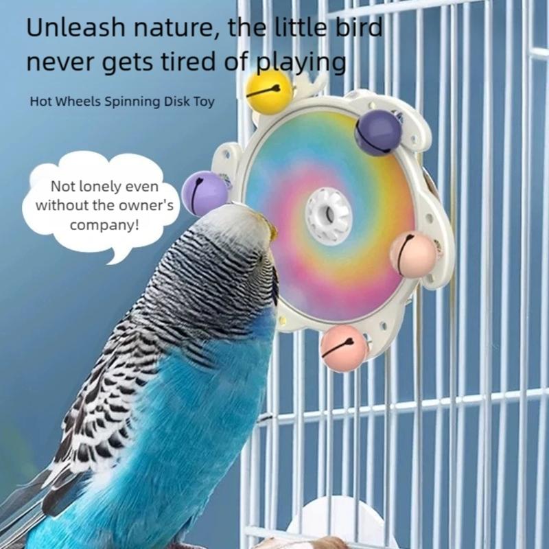 Langlebigkeit Papageien Kauspielzeug Fliegende Untertassen Spinner mit Glöckchen Geräusch für Interaktives Vogel Training und Mentale Stimulation