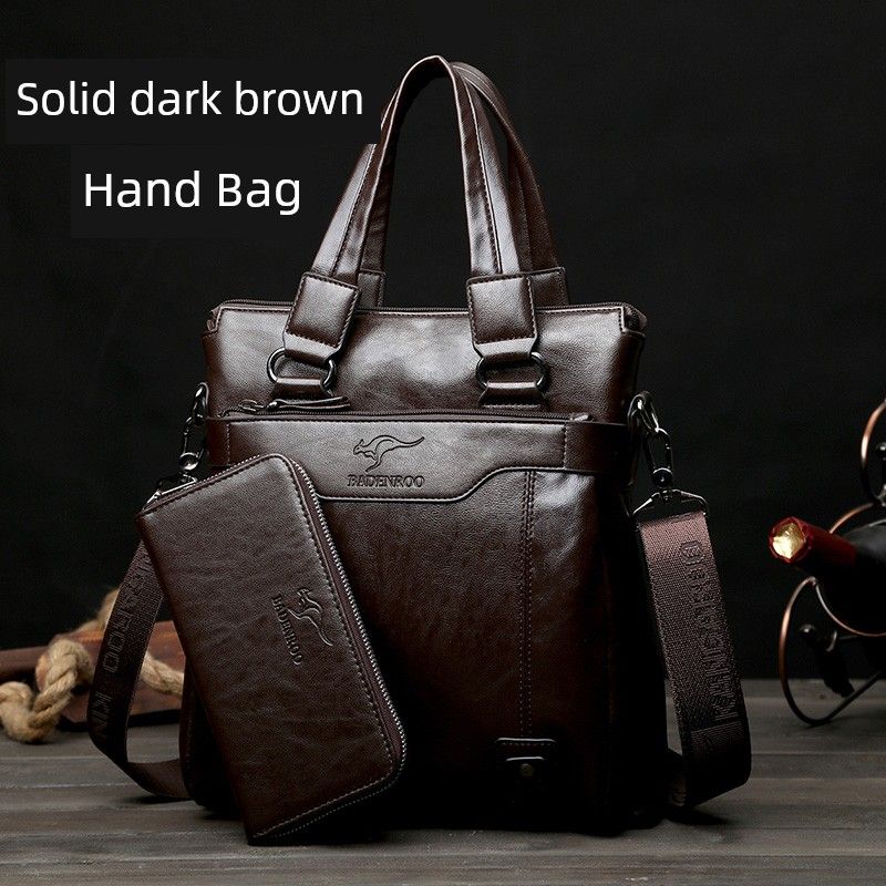 

Lanbo Kangaroo Business Shoulder First Layer Cowhide Men s Bag Vertical dark brown