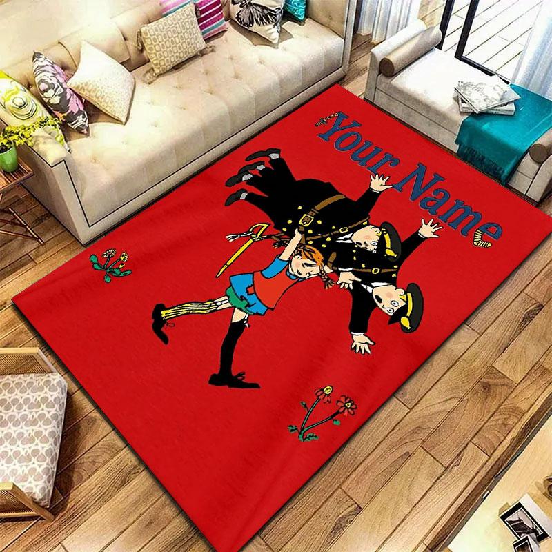 Pippi Longstocking Custom Name Carpet Rug for Living Room Bedroom Home Sofa Decoration,Kids play Non-slip Floor Mat