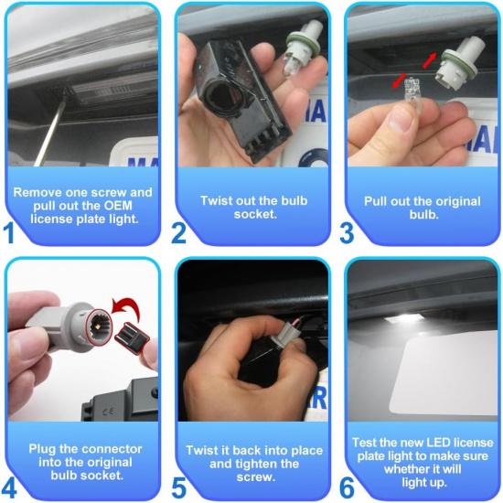 2pcs LED License Plate Light Lamp Assembly for Jeep Grand Cherokee 2014 2015 2016 2017 2018 2019 2020 Fiat 500 2013-2019 Super Bright 6000K Xenon