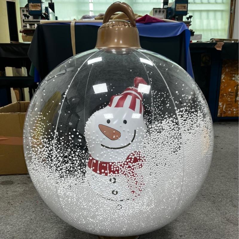 24 Inch Light Up PVC Inflatable Christmas Ball with Light Remote PVC Giant Inflatable Christmas Balls Christmas Decorations Ball