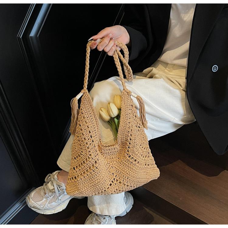 Straw bag hand-woven large capacity fashion versatile woven bag seaside vacation beach bag