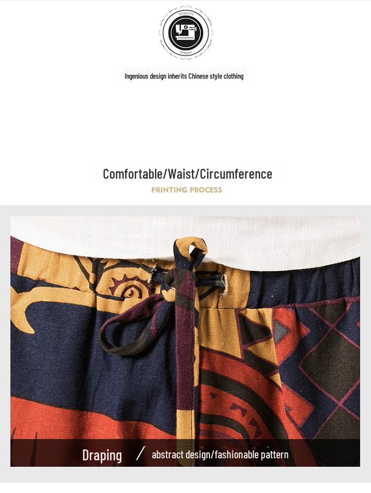 Ethnischer chinesischer Stil Übergröße Harem Hüfttiefe Shorts