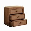 Sturdy Rattan Drawer Vanity Box | Minimalist, Walnut Finish Makeup Chest, for