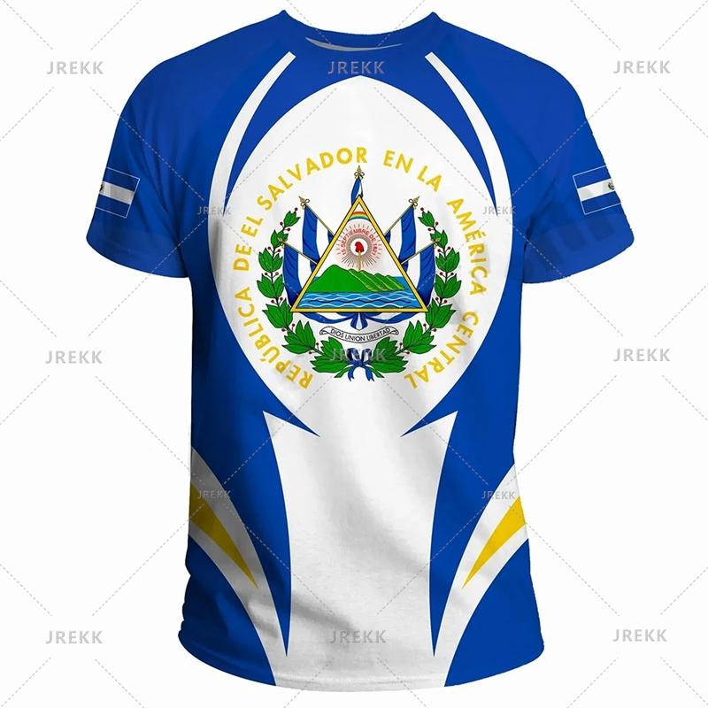 El Salvador Flag National Emblem 3D Print T Shirts Streetwear Harajuku Men Women Casual Sportswear O Neck Short Sleeve T-shirt