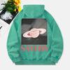 Saturn Washed Hoodies Women Retro Planet Prints Cotton Streetwears Comfortable Pocket Oversized Womans Clothes