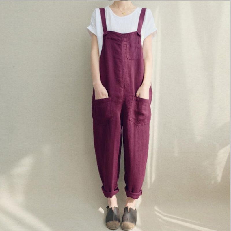 Mulheres jumper macacão casual solto macacão oversize za mulher senhoras macacão macacão bolsos calças tanque plus size
