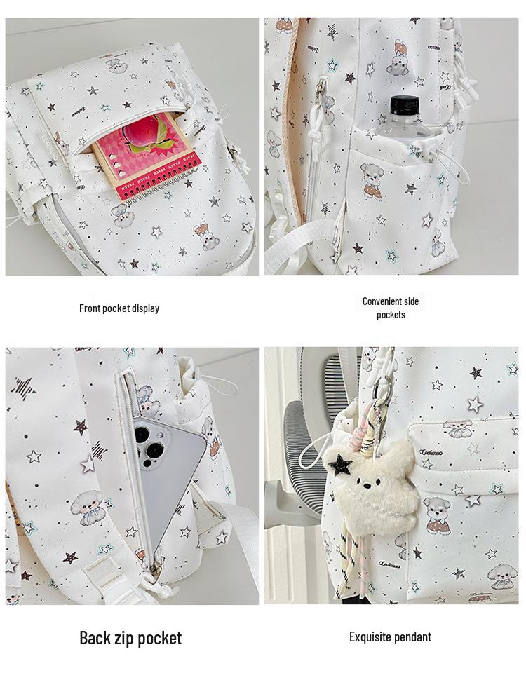 Mori Girl Cute Japanese-Style Star Puppy Backpack for Teens