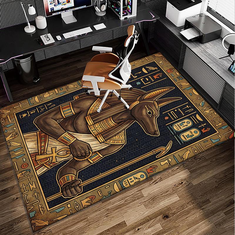 Ancient Egyptian Pharaoh Office Rug Chair Mat, Game Carpet, Suitable for Front Door, Bedroom, Living Room, Desk, Holiday Gift