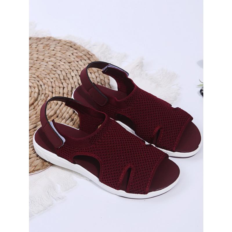 Sommer Neue Damen Sandalen Große Größe Atmungsaktiv Elastisch Flacher Boden Lässige Damenschuhe