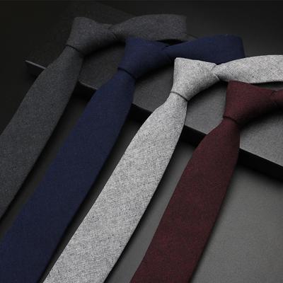 Herren Britisches Einfarbiges Retro Gentleman Hemd Einfaches Kleid Hochzeit Schmale 6cm Handgefertigte Baumwollkrawatte