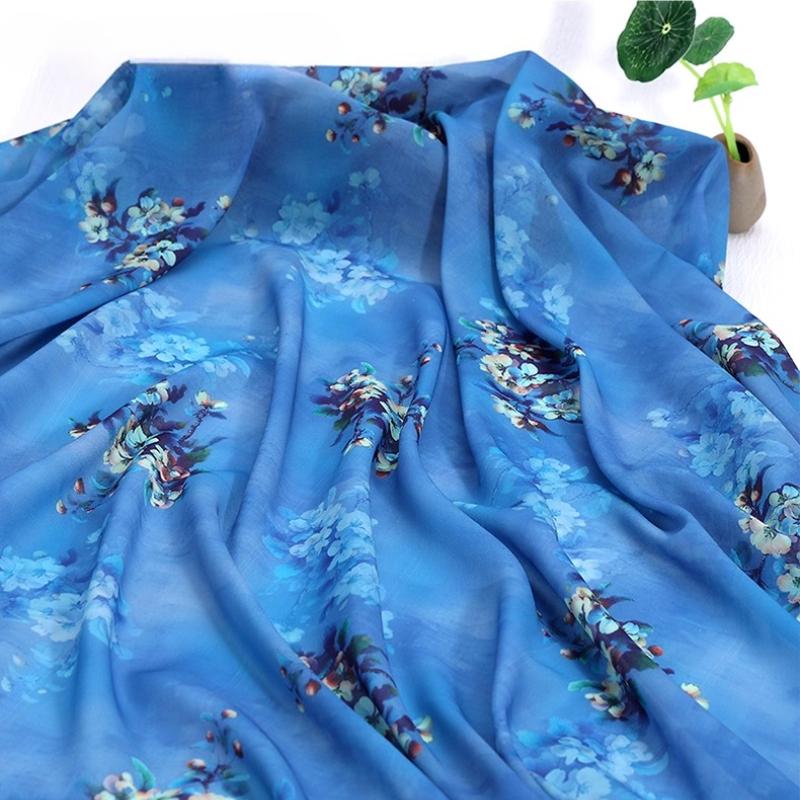 100x150cm 30D Printed Chiffon Ink Chinese Style Fabric Transparent for Sewing Skirt Gauze Scarf Clothing Fabric