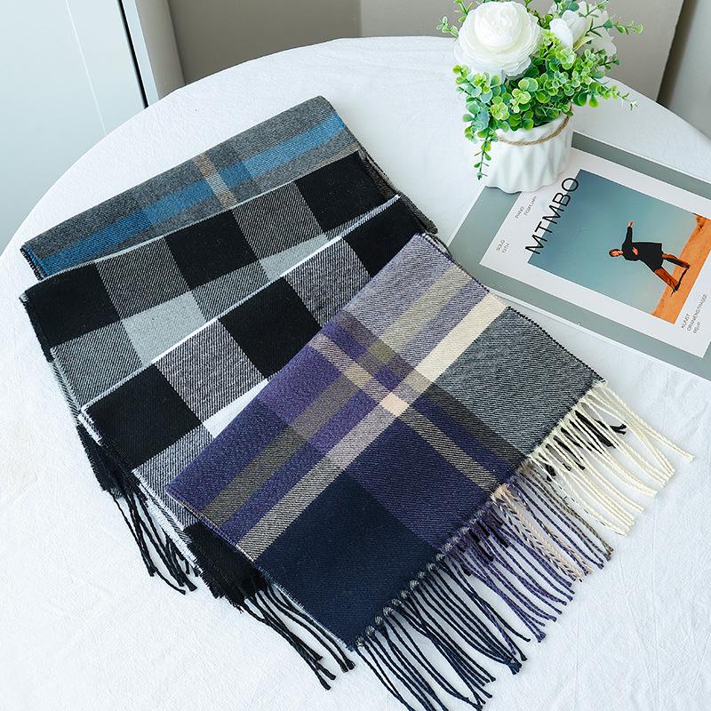 British Style Plaid Scarf Versatile Imitation Cashmere Scarf Shawl Advanced Sense Student Men'S And Women'S Scarf